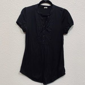 J.Crew Black Button Beaded Accent Top S